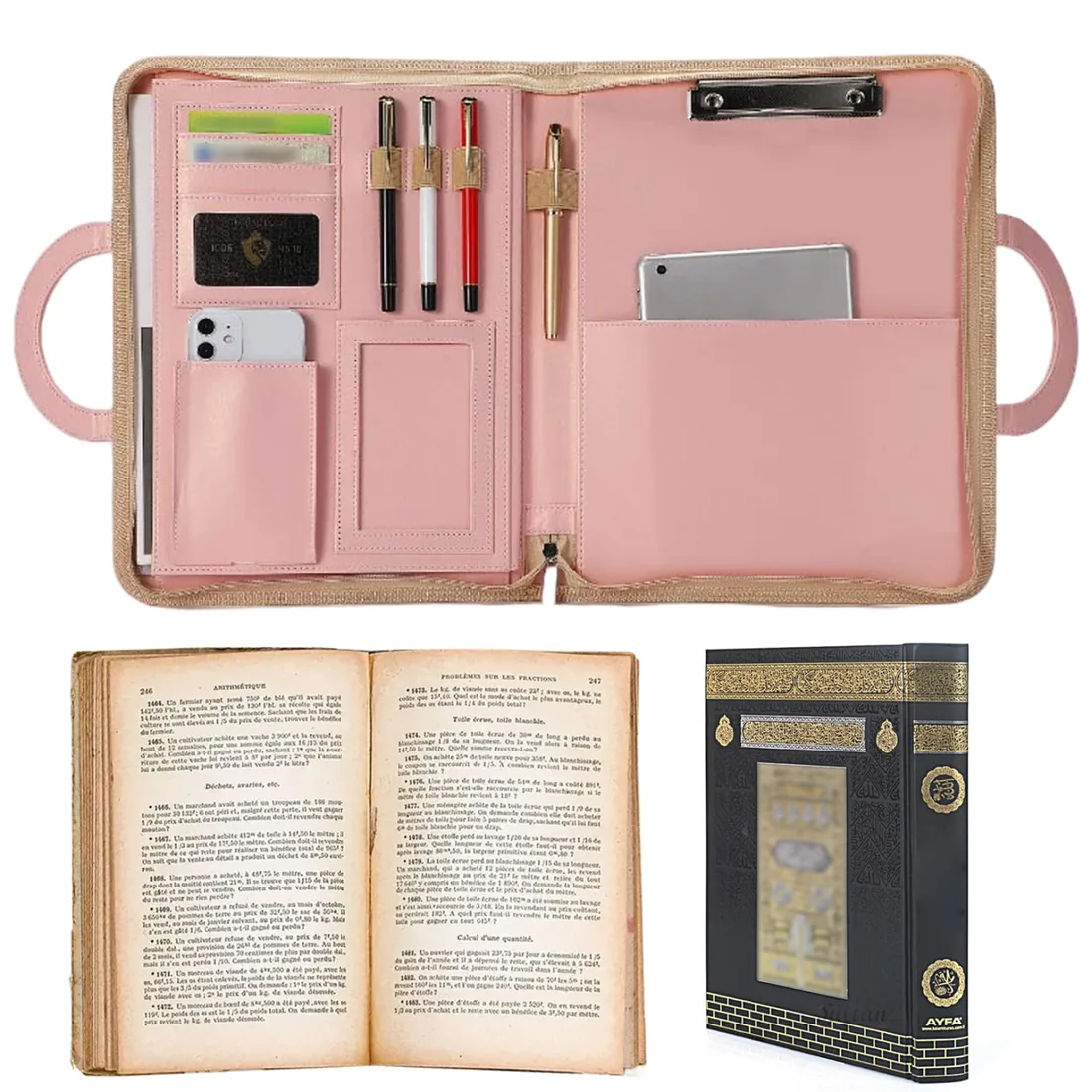 Vervevum funda protectora para la Biblia de cuero sintético rosa, con asa y varios bolsillos